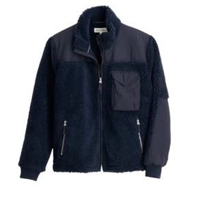 Alex Mill Sherpa Full Zip Jacket in Navy Men’s